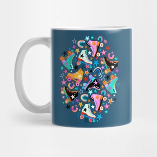 Retro Rainbow Roller Skates and Stars Mug